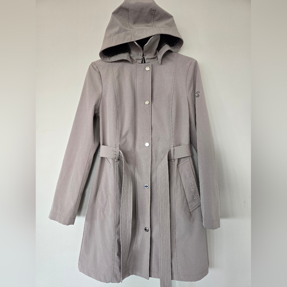 Calvin Klein Women's Hooded Trench Coat in Taupe